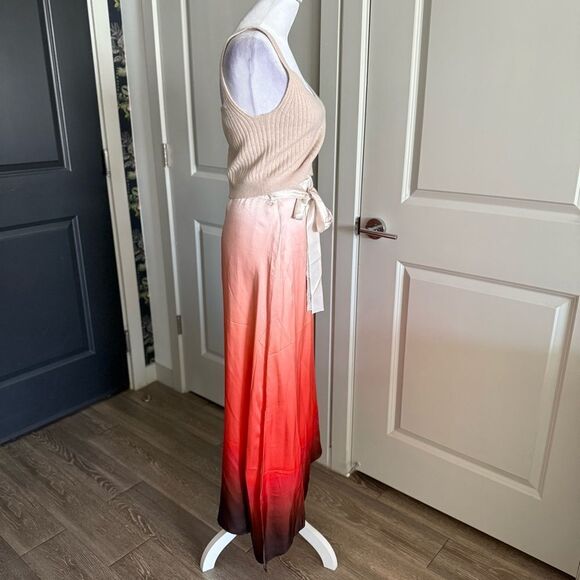NWOT All Saints Vinia Cream to Deep Red Ombre Skirt Size 8 - Picture 2 of 8